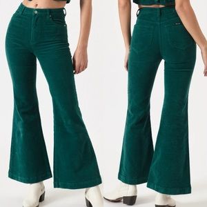 New Rollas Eastcoast Flare Emerald Corduroy Pants 24